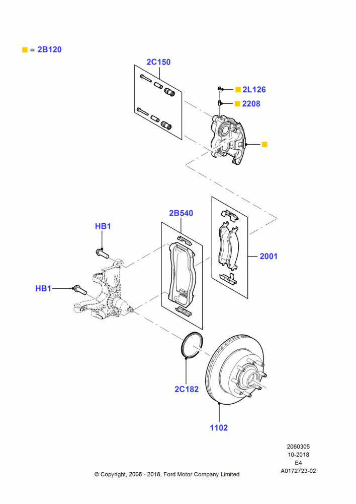 05E - Front Brake Discs and Calipers, 150 Series; 16/OCT/2006-06/AUG/2007