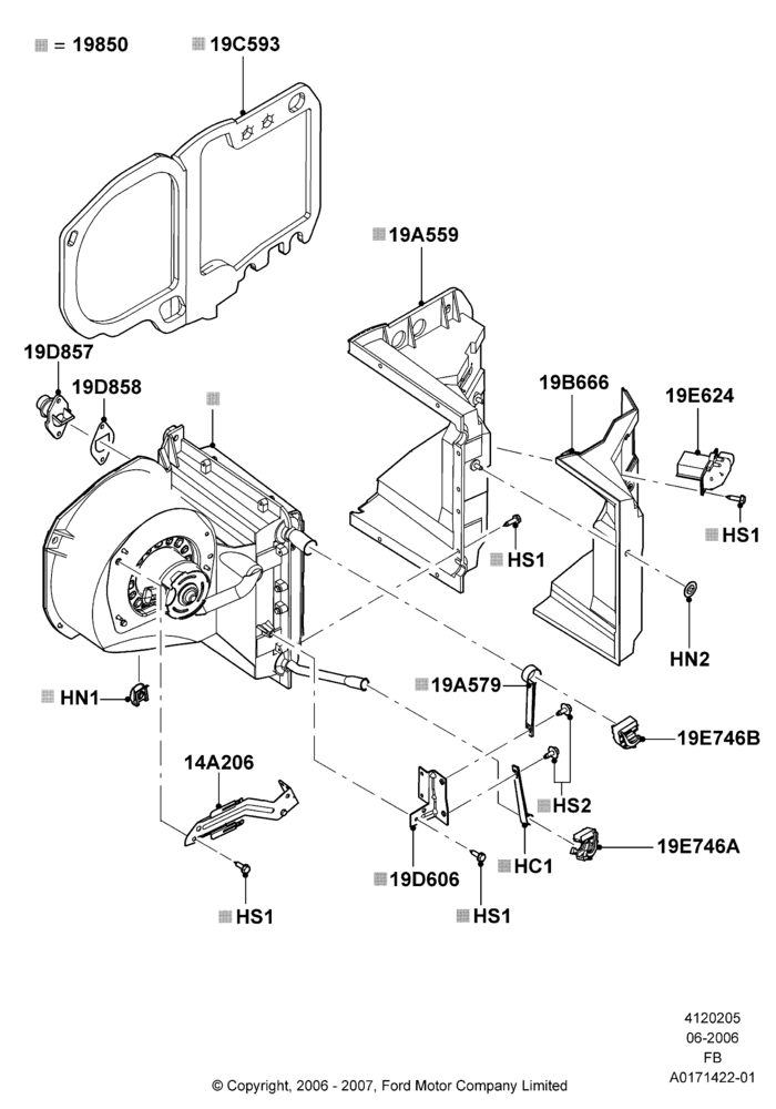 05D - Heater/Air Cond.External Components, With Automatic Air Conditioning, Evaporator And Blower Main Unit Assembly; 19/JUN/2006-02/JAN/2008