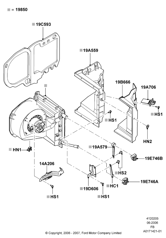 05C - Heater/Air Cond.External Components, Manual Air Conditioning, Evaporator And Blower Main Unit Assembly; 19/JUN/2006-02/JAN/2008