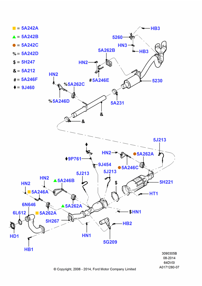 Exhaust System, 6.4L Diesel V8 Twin Turbo, Narrow Frame (Chassis Cab)