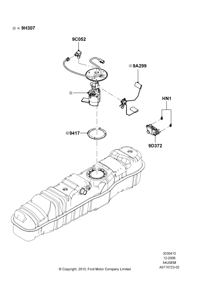 10V - Fuel Pump And Sender Unit, 5.4L 3V V8, Narrow Frame (Chassis Cab), With Mid-Ship Fuel Tank; 18/DEC/2006-12/FEB/2010