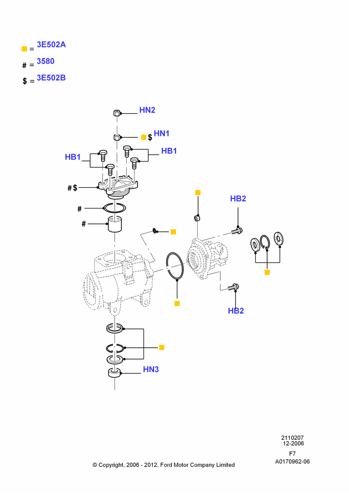 07 - Power Steering Gear Seal Kit Repair, Ford 250 Series, Ford 350 Series, Less M/Beam With Ext Axle (Fatboy); 19/JUL/2004-12/FEB/2010