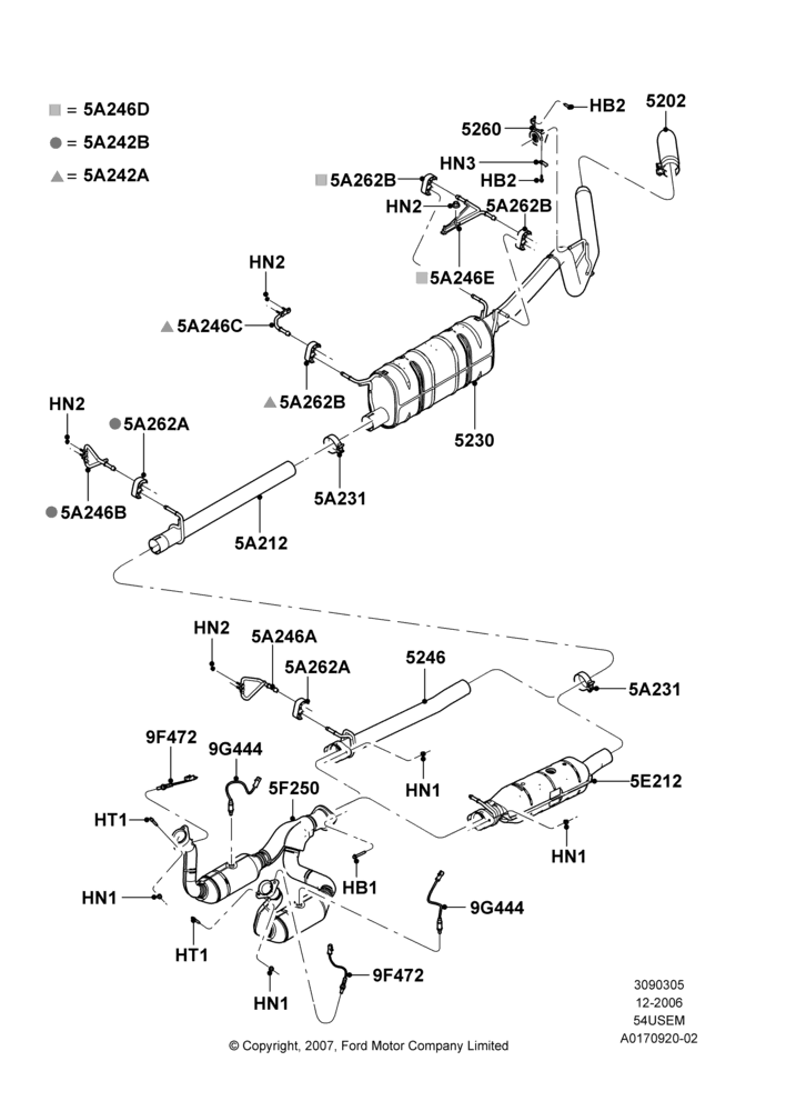Exhaust System, 5.4L 3V V8, Narrow Frame (Chassis Cab)