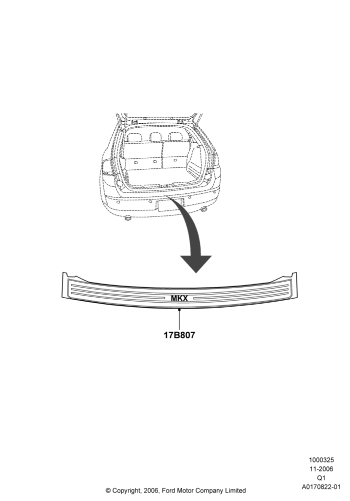 25B - Body Dress Up Kits - Rear, Lincoln/Mercury Series, Accessory, With Bumper Protection Moulding; 06/NOV/2006-24/DEC/2014