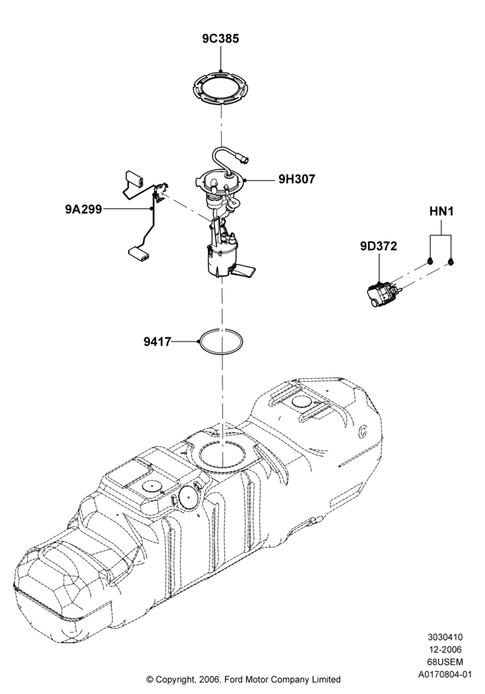 10G - Fuel Pump And Sender Unit, 6.8L Gas EFI V10, Wide Frame (Pickup), Less Second Unit Body; 18/DEC/2006-03/DEC/2007