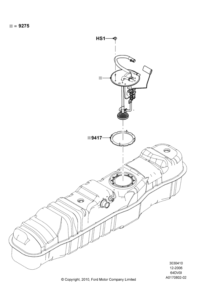 10D - Fuel Pump And Sender Unit, 6.4L Diesel V8 Twin Turbo, Narrow Frame (Chassis Cab), With Aft-Of-Axle/Mid-Ship Fuel Tank, With Mid-Ship Fuel Tank, Midship Tank; 18/DEC/2006-30/JUL/2007
