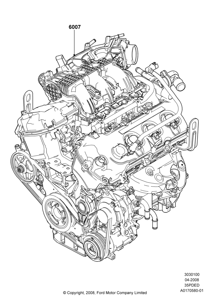 00C - Engine Assy Fully Dressed, 3.5L 4V DOHC VCT SMPI V6 Gas; 02/MAY/2008-29/FEB/2012