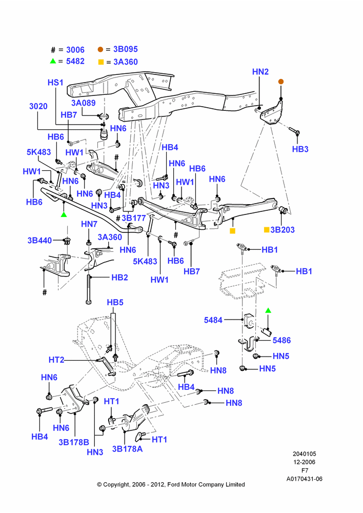 05D - Front Susp.Arms/Stabilizer/X-Member, Ford 250 Series, Ford 350 Series, LHD RWD; 18/DEC/2006-12/FEB/2010