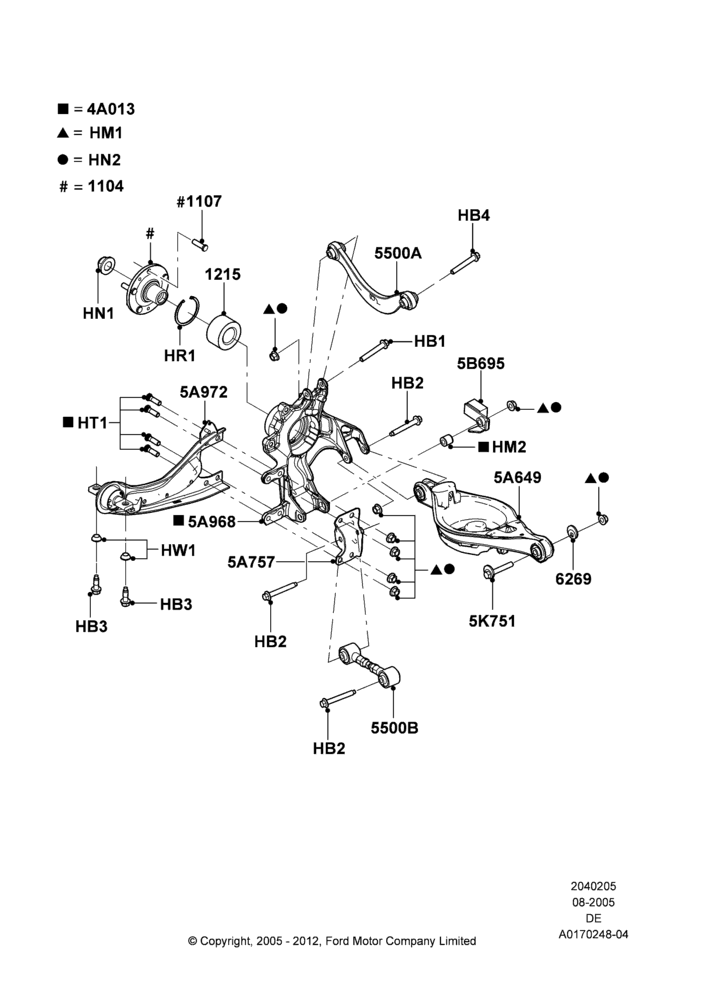 05B - Rear Knuckle and Suspension Arms, LHD 4WD (FTD); 01/AUG/2005-29/JUL/2012