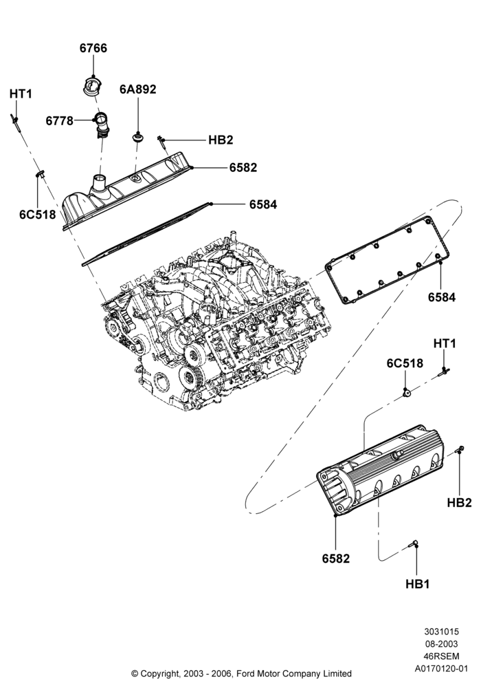 15E - Cylinder Head Cover, Romeo 4.6 SOHC EFI; 04/MAR/2002-19/JUL/2005