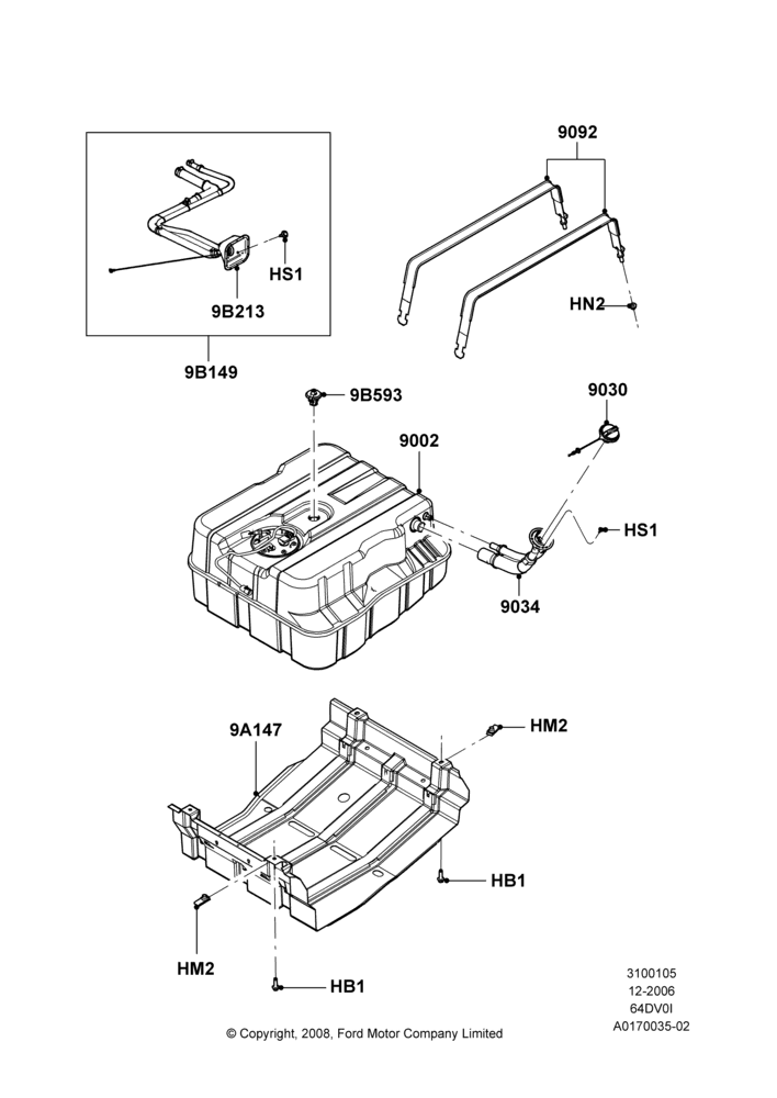 05D - Fuel Tank, 6.4L Diesel V8 Twin Turbo, Narrow Frame (Chassis Cab), With Aft-Of-Axle Fuel Tank, With Aft-Of-Axle/Mid-Ship Fuel Tank; 18/DEC/2006-12/FEB/2010