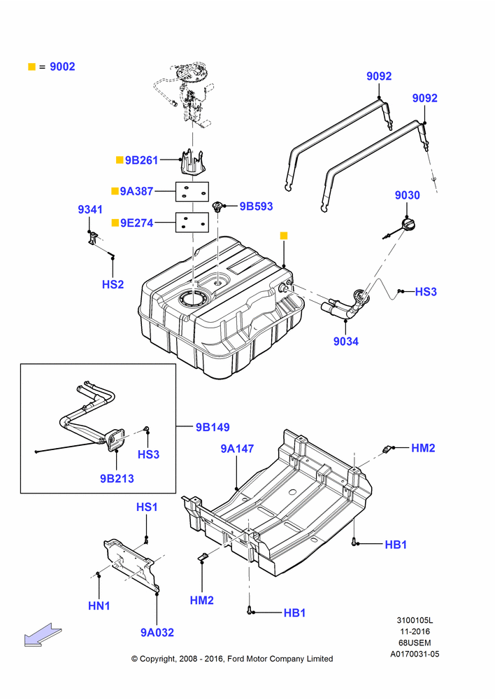 05L - Fuel Tank, 6.8L Gas EFI V10, Narrow Frame (Chassis Cab), With Aft-Of-Axle Fuel Tank; 18/DEC/2006-12/FEB/2010