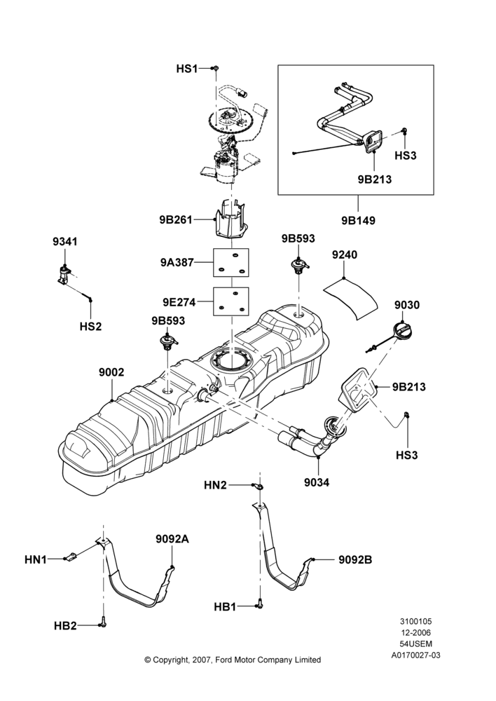 05AP - Fuel Tank, 5.4L 3V V8, Narrow Frame (Chassis Cab), With Mid-Ship Fuel Tank; 18/DEC/2006-12/FEB/2010