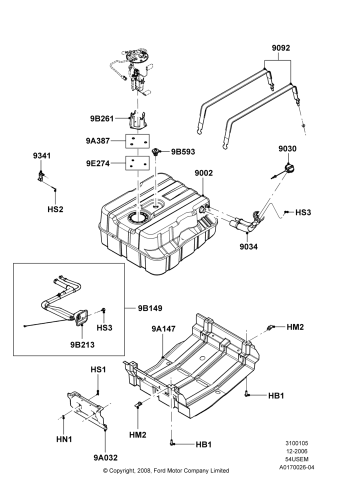 05AN - Fuel Tank, 5.4L 3V V8, Narrow Frame (Chassis Cab), With Aft-Of-Axle Fuel Tank; 18/DEC/2006-12/FEB/2010
