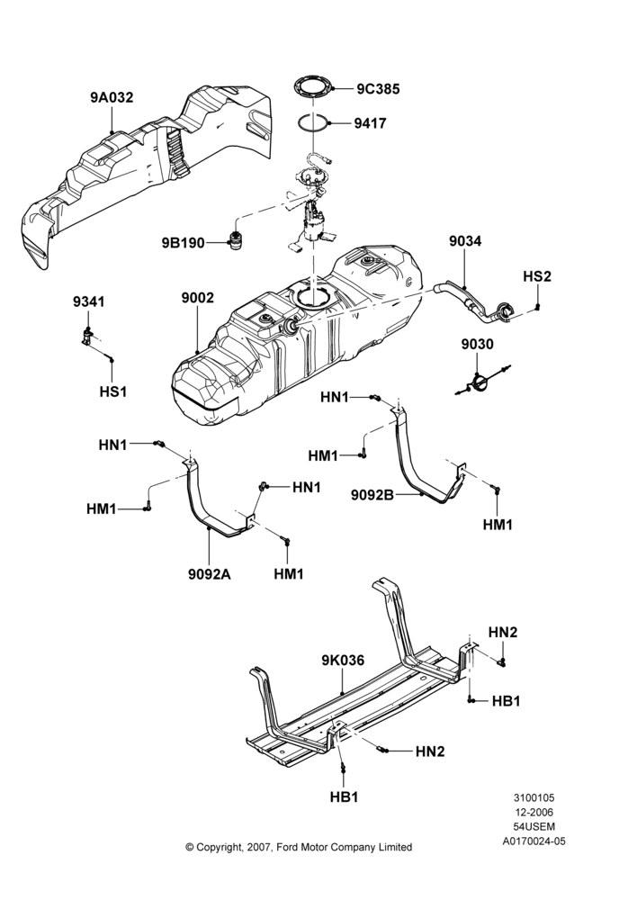 05AL - Fuel Tank, 5.4L 3V V8, Wide Frame (Pickup), With 8' Styleside Box-Steel; 18/DEC/2006-12/FEB/2010