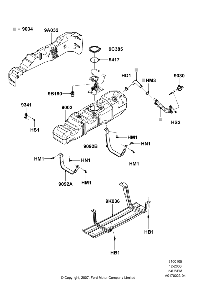 05AK - Fuel Tank, 5.4L 3V V8, Wide Frame (Pickup), With 6 3/4' Styleside Steel Box; 18/DEC/2006-12/FEB/2010