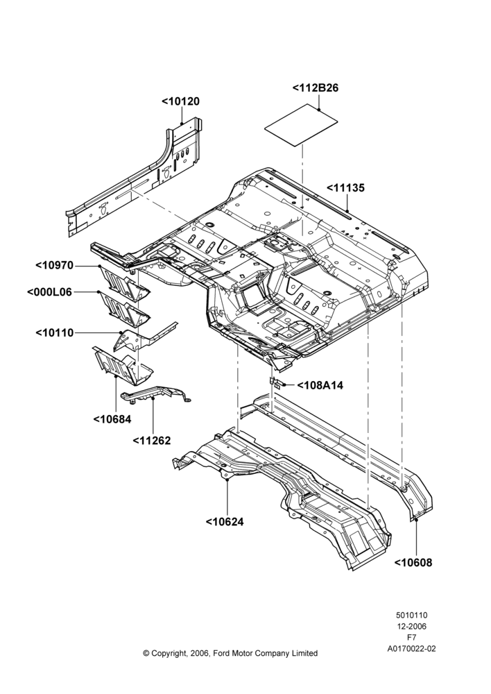 10D - Floor Pan - Front, Regular Cab; 18/DEC/2006-12/FEB/2010