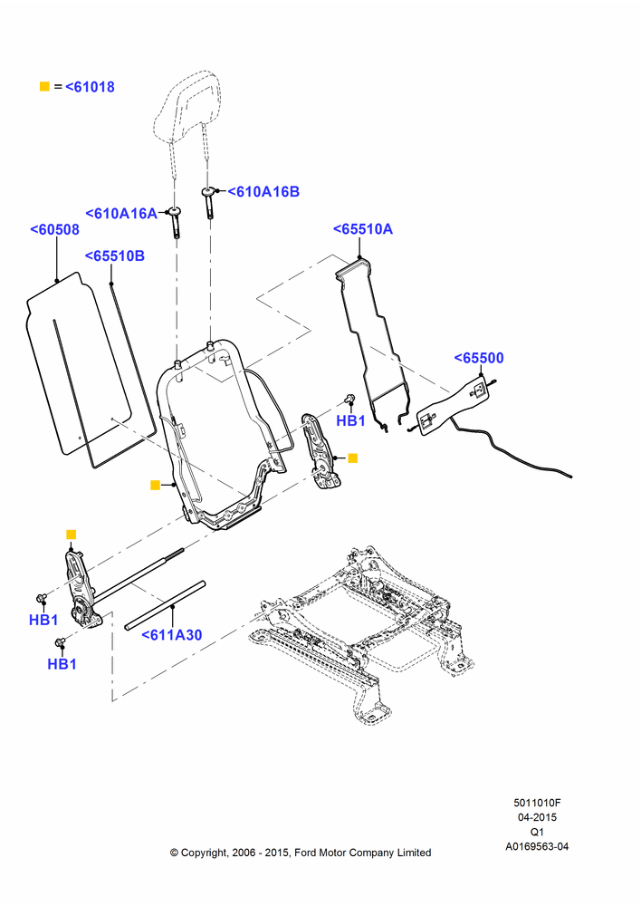 10F - Front Seat Back, Less Power Passenger Adjuster; 06/NOV/2006-24/DEC/2014