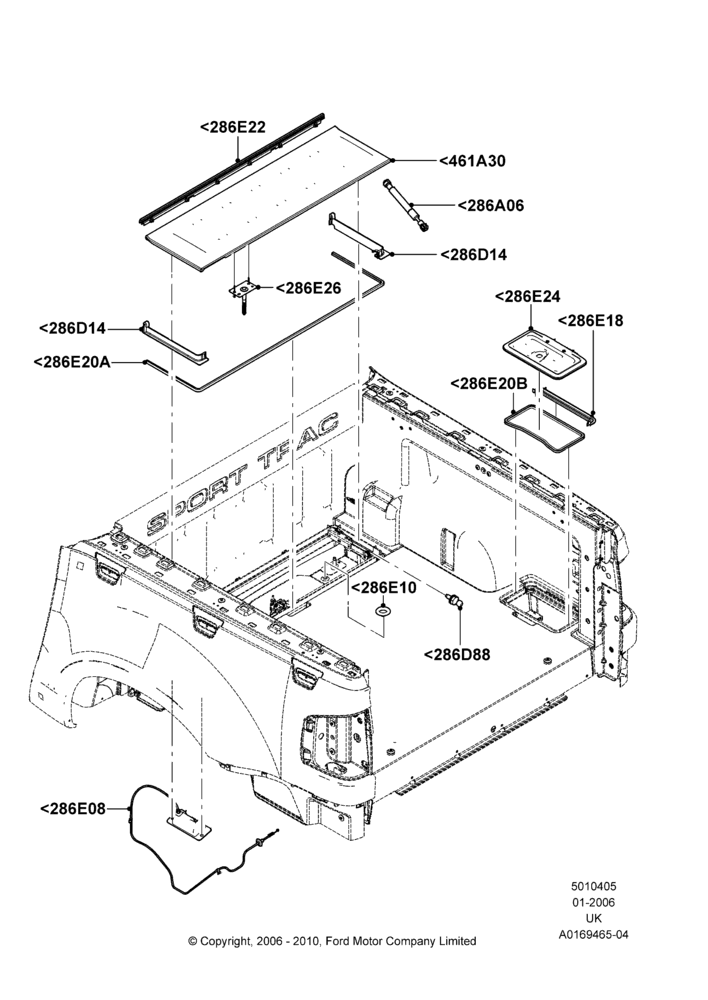 05D - Pick Up Box/Tailgate and Tonneau, Production Installed, Stowage Box; 30/JAN/2006-25/JUN/2007