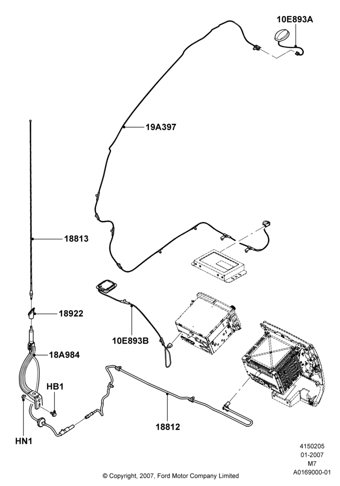 05F - Antenna, AM/FM Stereo/6 CD/Navigation System, With Satellite Radio Reception; 08/JAN/2007-01/DEC/2008