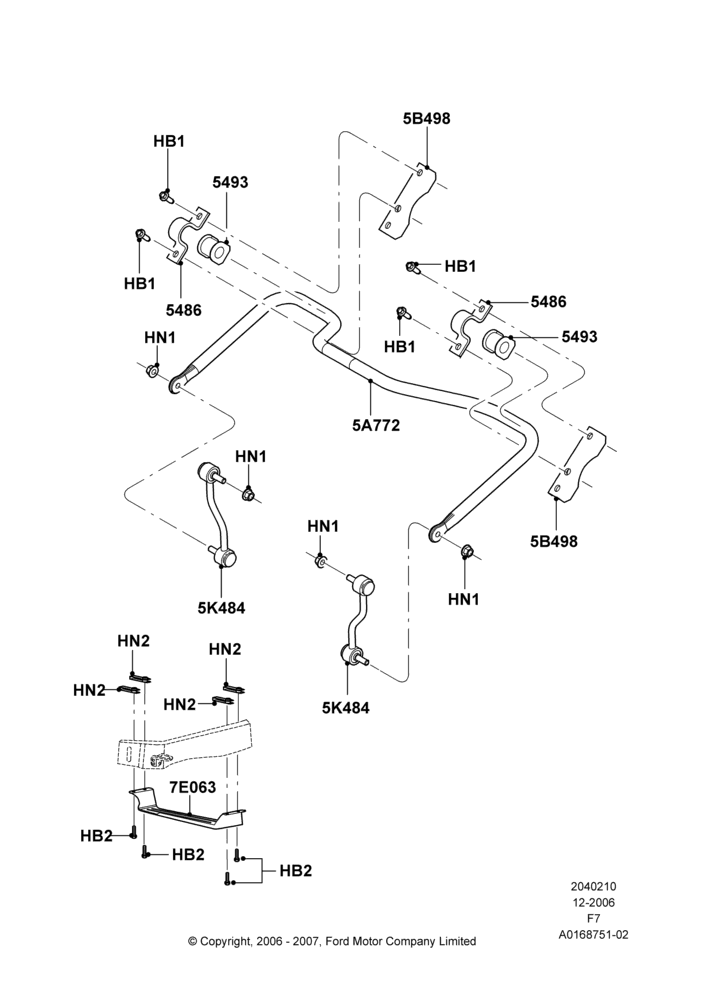 10I - Rear Cross Member & Stabilizer Bar, Narrow Frame (Chassis Cab), Ford 350 Series, With Double Rear Wheels; 18/DEC/2006-12/FEB/2010