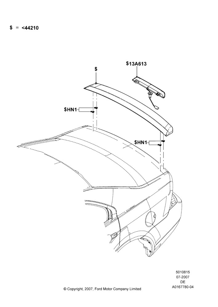 15B - Spoiler and Related Parts, Ford Division Derivative, With Rear Spoiler, Production Installed; 16/JUL/2007-04/FEB/2009