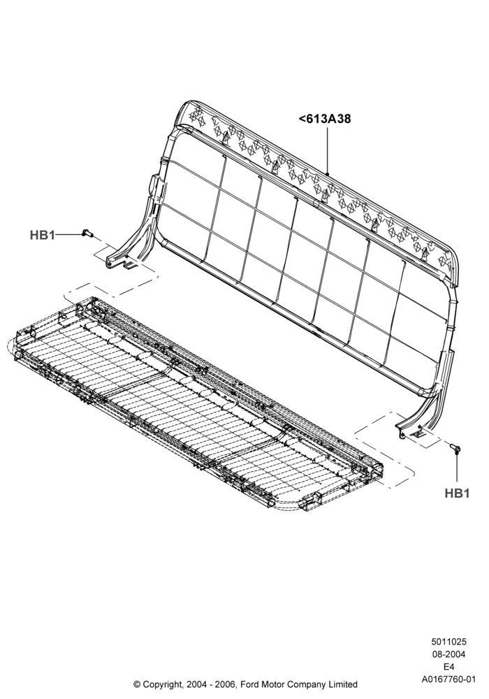 25L - Rear Seat Back, With 5th Row Bench Seat; 02/AUG/2004-06/AUG/2007
