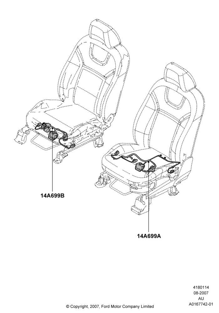 14D - Wiring - Seats; 27/AUG/2007-07/DEC/2010