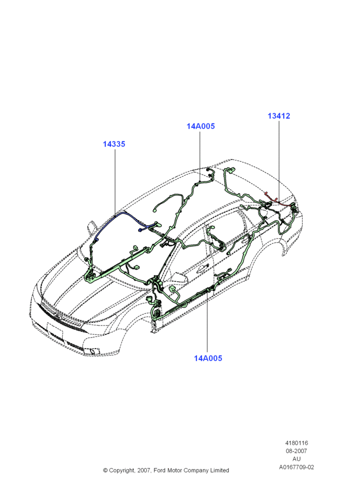 16P - Wiring - Body And Roof Console, 4 Door Sedan; 27/AUG/2007-21/JUL/2008