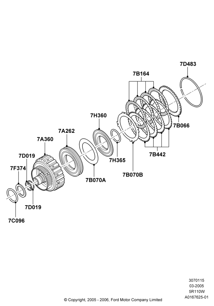 15B - Forward Clutch and Components, 5 Speed Auto 5R110W - HI/Torque, 5R110W 5 Speed Auto Trans NAAO; 03/JAN/2005