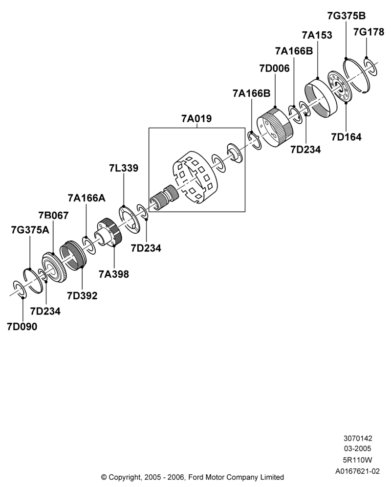 42B - Planetary Gear Sets, 5 Speed Auto 5R110W - HI/Torque, 5R110W 5 Speed Auto Trans NAAO; 03/JAN/2005