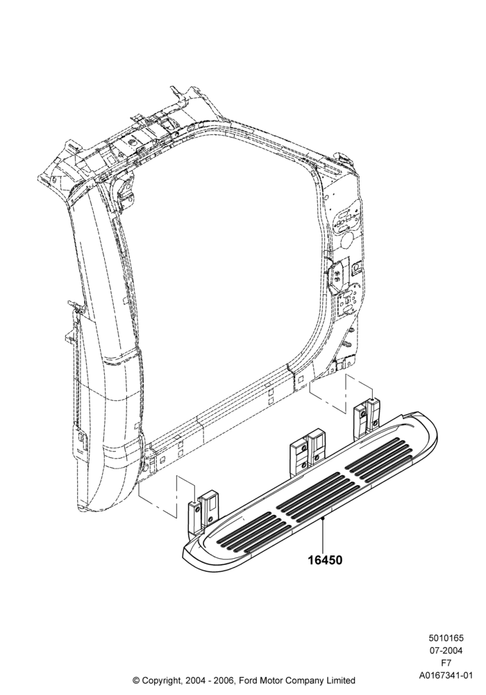 65P - Running Boards/Side Steps, Painted Side Step Less Lights, Regular Cab, Production Molded Boards; 19/JUL/2004-16/MAY/2005