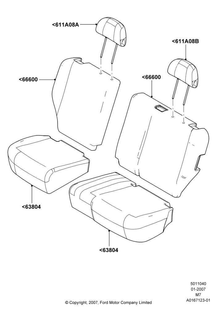 40D - Rear Seat Covers, Lincoln/Mercury Series; 08/JAN/2007-23/JUN/2008