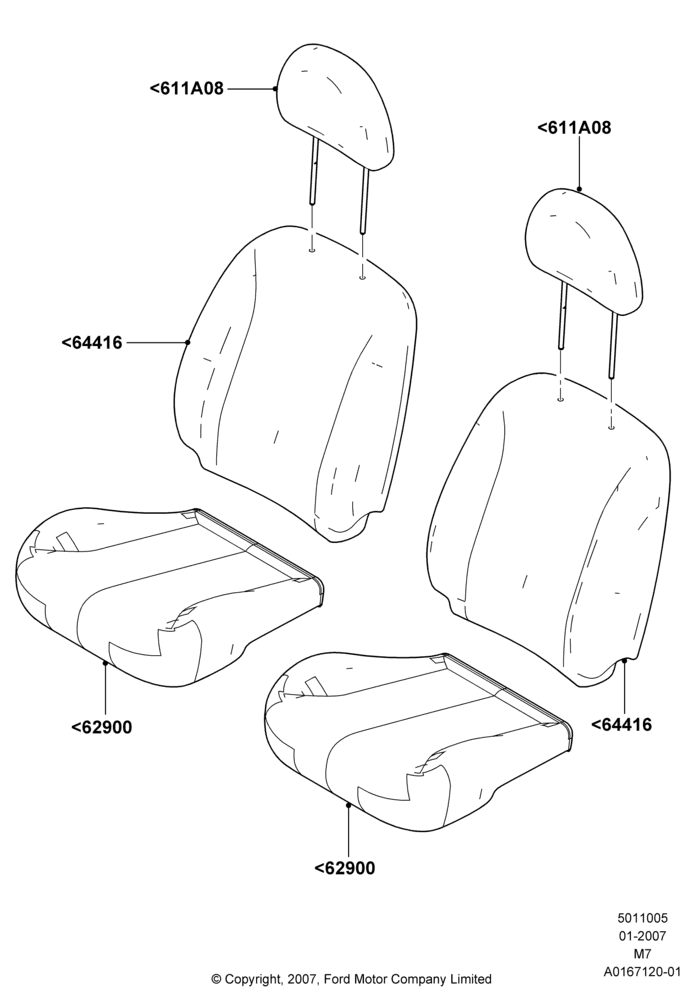05C - Front Seat Covers, Ford Series; 08/JAN/2007-23/JUN/2008