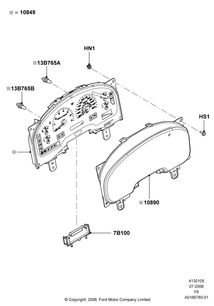 05L - Instrument Cluster, Consolette - Floor (Manual Trans); 17/JUL/2006-18/AUG/2008