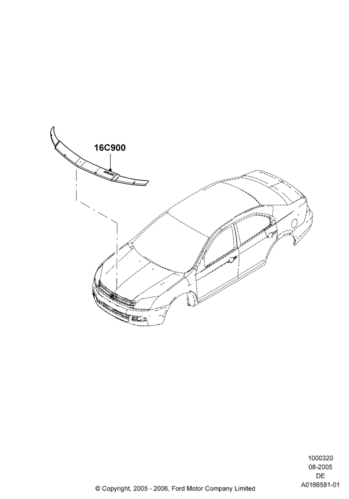 20B - Body Dress Up Kits - Front, Mercury Division Derivative, Accessory, Hood Air Deflector; 01/AUG/2005-04/FEB/2009