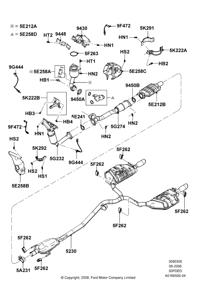 05G - Exhaust System, 3.0 DOHC EFI, LHD 4WD (FTD); 30/AUG/2006-04/FEB/2009