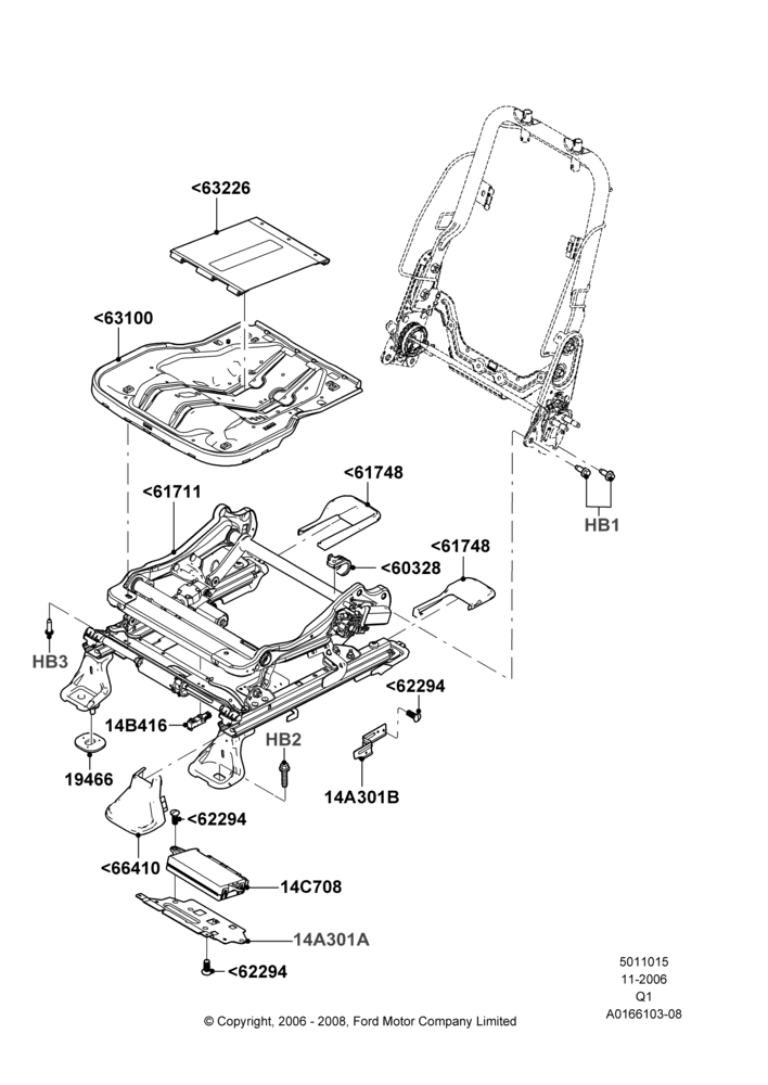 15C - Front Seat Base, With Driver 10 Way Pwr Seat Adjust, With Driver 8 Way Pwr.Seat Adjuster; 06/NOV/2006-24/DEC/2014