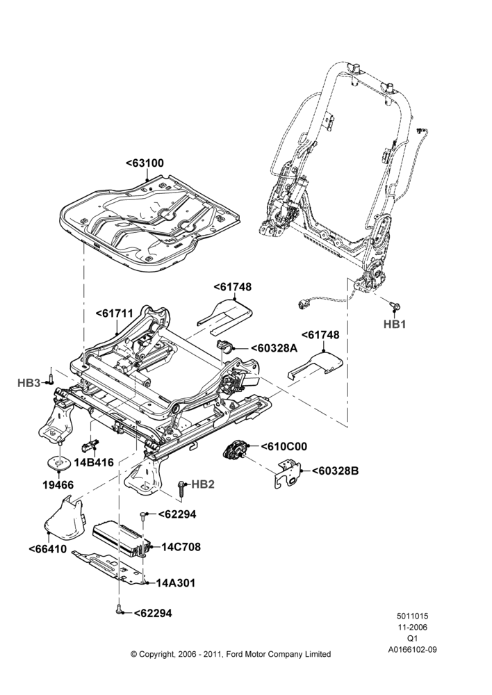 15B - Front Seat Base, With Driver 6 Way Pwr.Seat Adjuster; 06/NOV/2006-24/DEC/2014