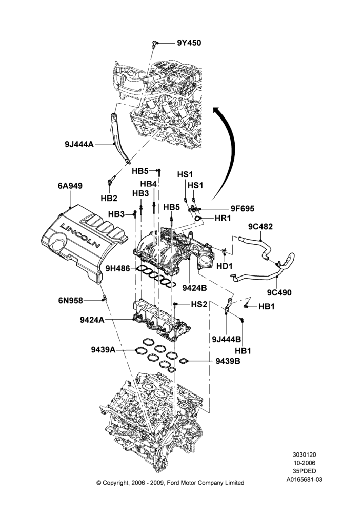 20A - Intake Manifold, 3.5L 4V DOHC VCT SMPI V6 Gas; 06/NOV/2006-12/JUL/2010