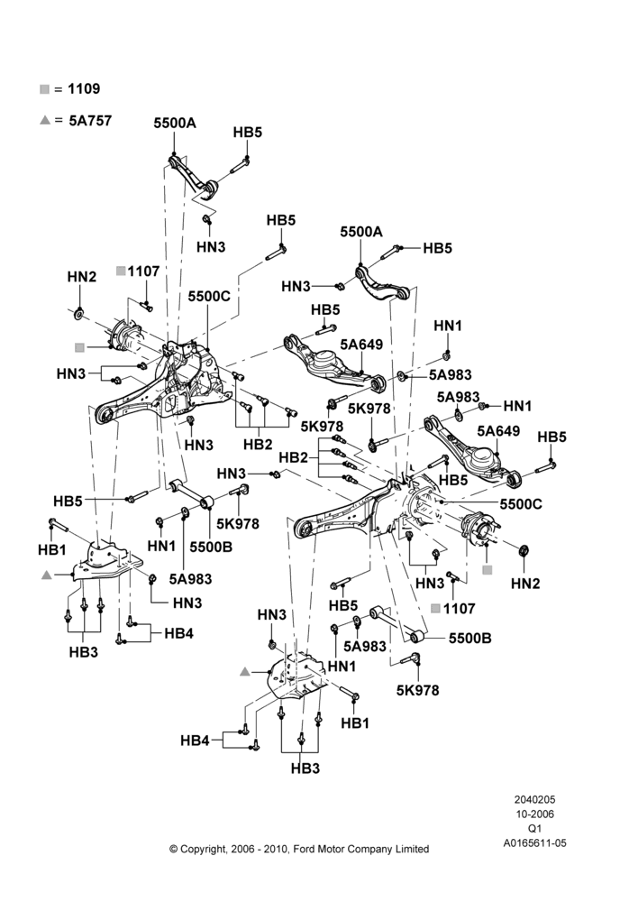 05A - Rear Knuckle and Suspension Arms; 06/NOV/2006-24/FEB/2009