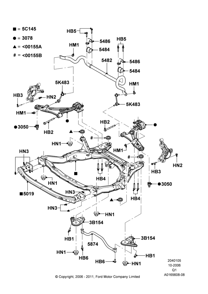 05A - Front Susp.Arms/Stabilizer/X-Member; 06/NOV/2006-02/APR/2012