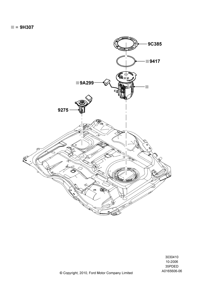 10C - Fuel Pump And Sender Unit, 3.5L 4V DOHC VCT SMPI V6 Gas, LHD 4WD (FTD); 06/NOV/2006-12/JUL/2010
