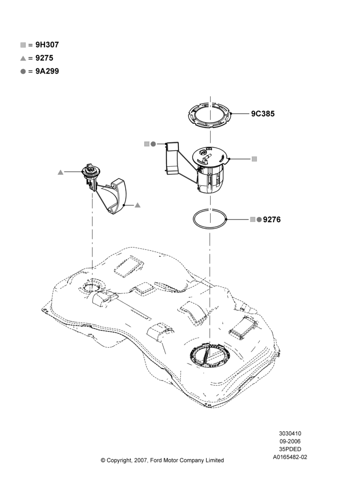 10D - Fuel Pump And Sender Unit, 3.5L 4V DOHC VCT SMPI V6 Gas, LHD 4WD (FTD); 30/AUG/2006-04/FEB/2009
