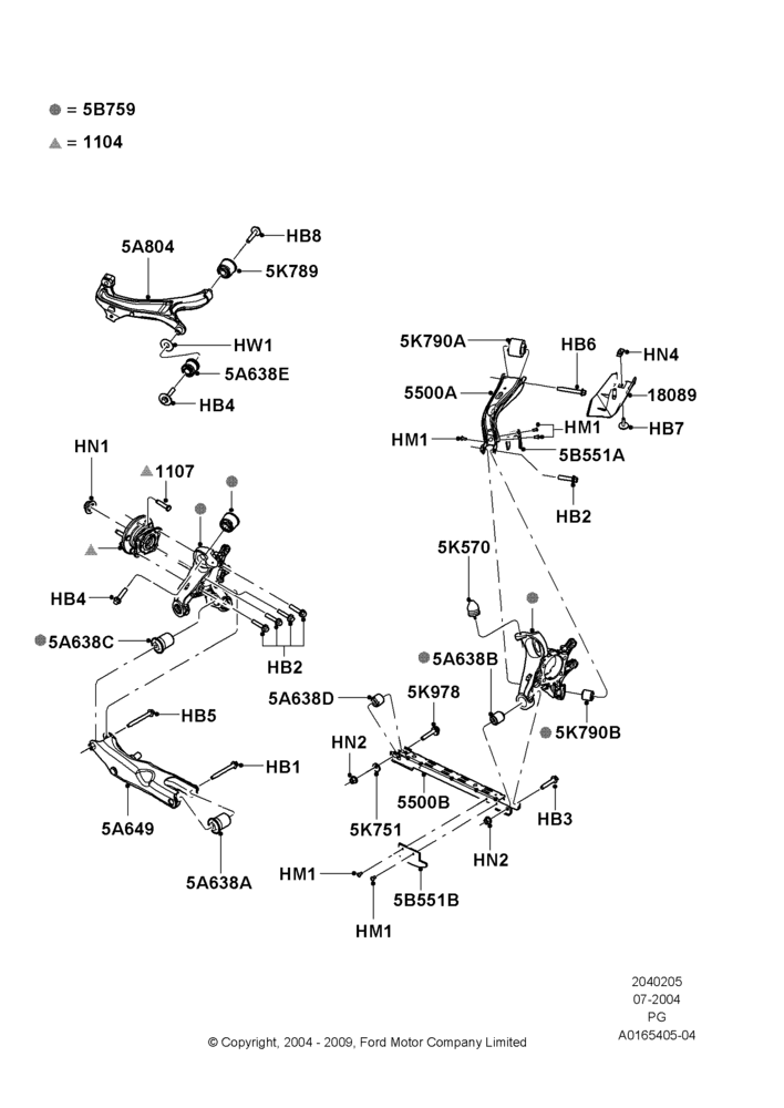 05B - Rear Knuckle and Suspension Arms, 2WD; 12/JUL/2004-15/JUN/2009
