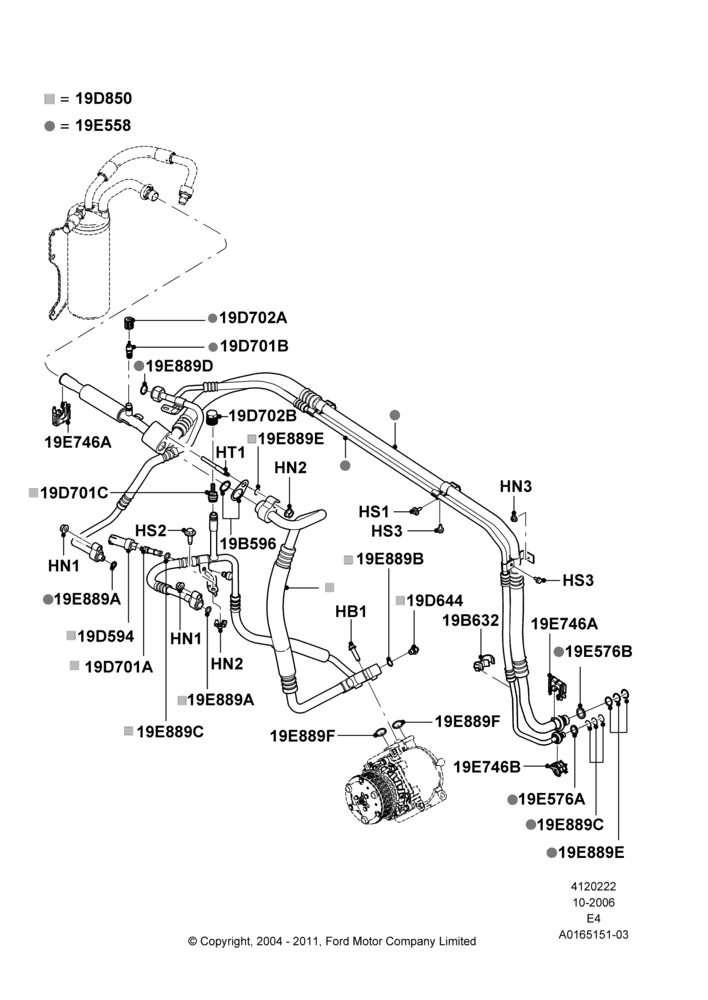 22P - Air Conditioning System, 6.0L  OHV Diesel V8 DI, With Auxiliary Air Conditioning, Under Hood; 16/OCT/2006-26/JUL/2010