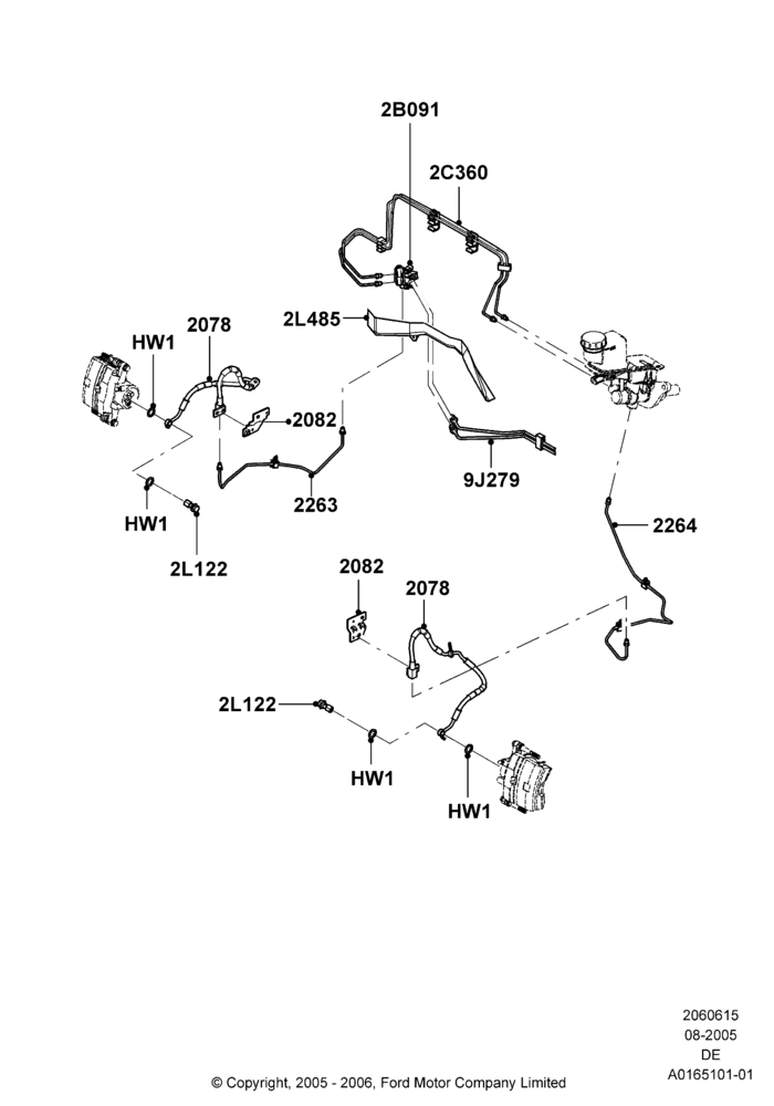 15B - FRONT BRAKE LINES, Less Anti-Lock Braking System; 01/AUG/2005-04/FEB/2009