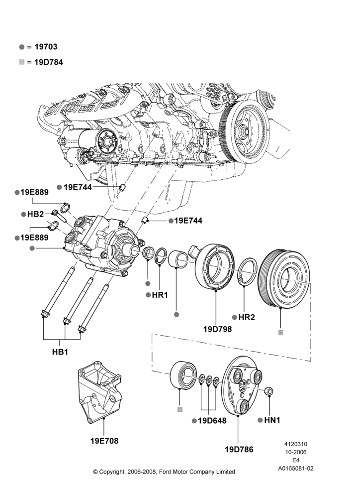 10F - Air Conditioning Condensr/Compressr, 6.0L  OHV Diesel V8 DI, With Air Conditioning, Compressor Assy; 02/AUG/2004-06/AUG/2007