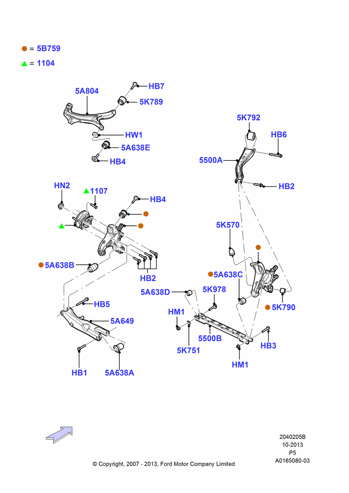 05B - Rear Knuckle and Suspension Arms, LHD 2WD (Front Wheel Drive); 18/JUN/2007-15/JUN/2009
