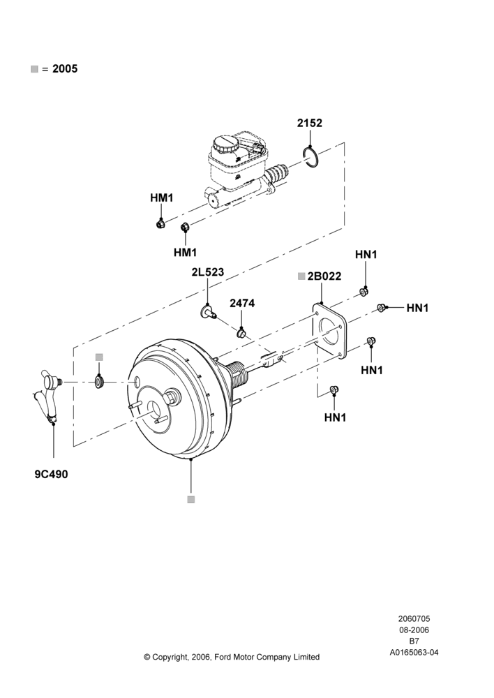 05E - Brake Booster, Less Roll Stability Control; 02/AUG/2006-15/SEP/2008